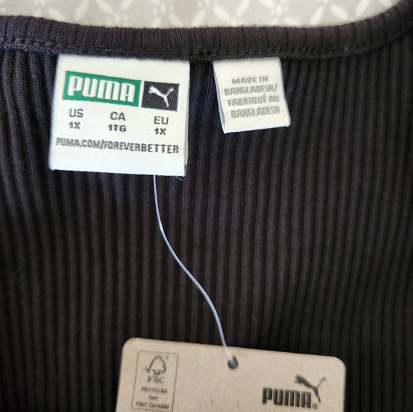 New 1X Puma Black Ribbed Square Neck Bodycon Dress - Picture 9 of 16
